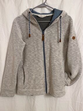 Trespass Cream and Blue Knit Zip Hoodie